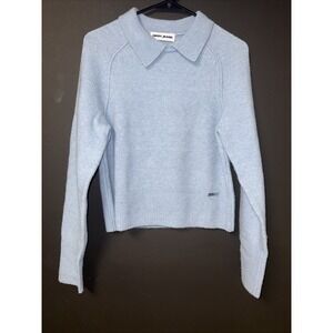 DKNY Womens Collared Raglan Sleeve Sweater Size S In Light Blue